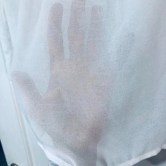 Sheer White David Lerner Ruffle Sleeve Button-Down - NWOT! - Picture 5 of 6